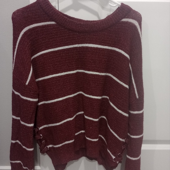 Striped Burgundy Sweater - Picture 1 of 3